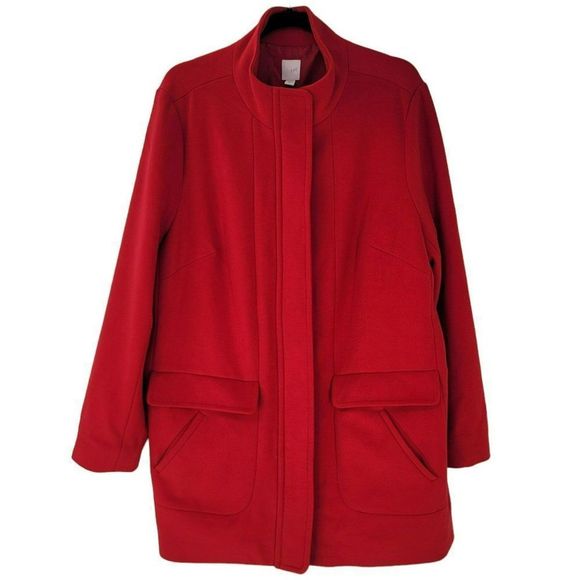 J. Jill Coat XL Ultra Soft Perfect Red Cambridge Stretch Viscose Warm Cozy - Picture 1 of 7